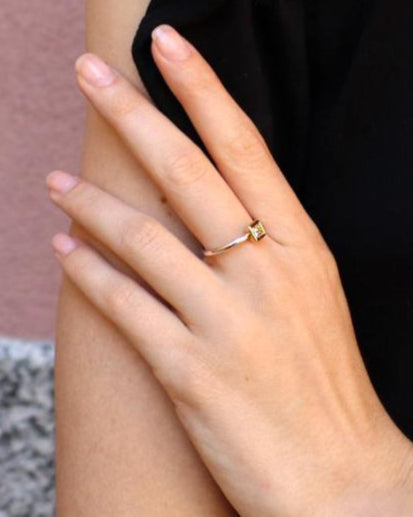 Princess Cut Fancy Diamond Ring