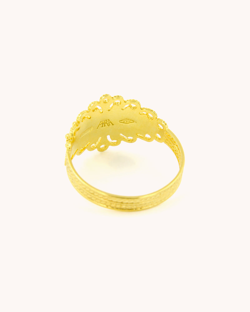 Sardinian Two Row Leaf Filigree Ring