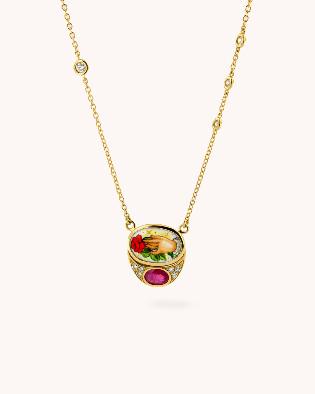 Collana Ti Do una Rosa con Rubino