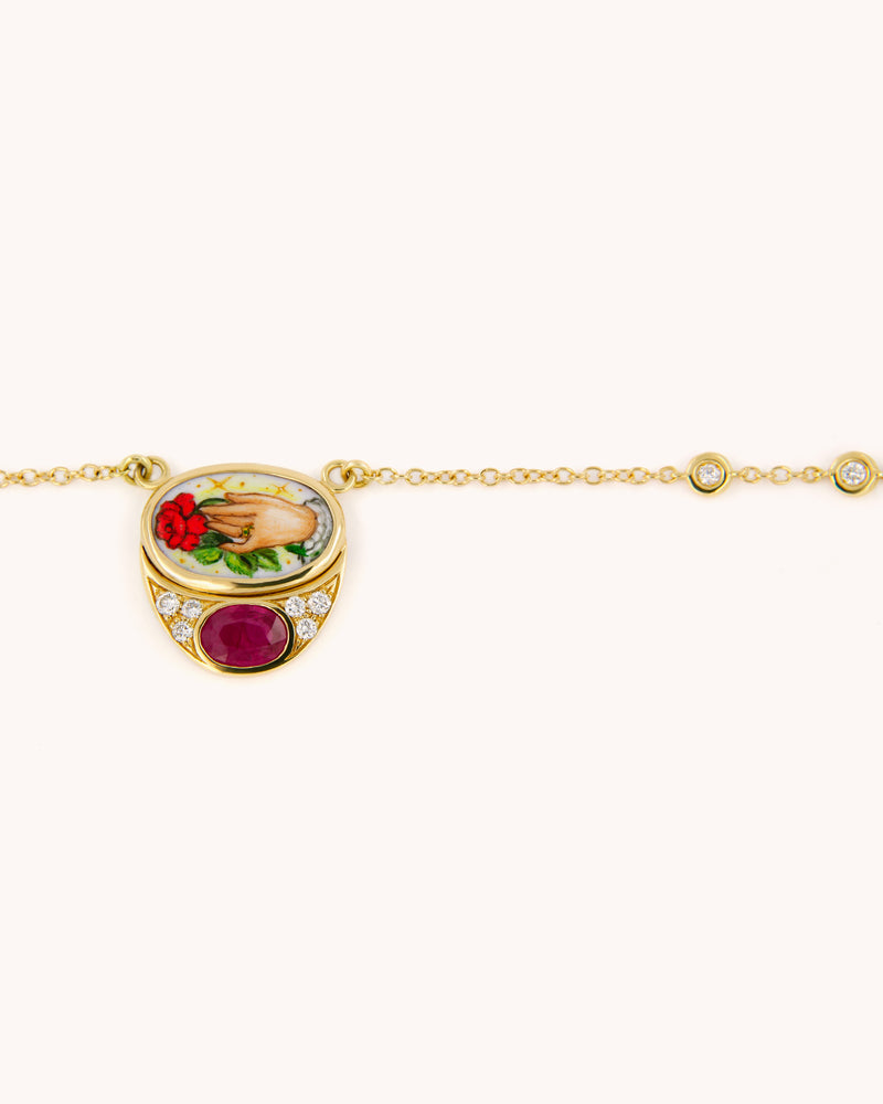 Collana Ti Do una Rosa con Rubino