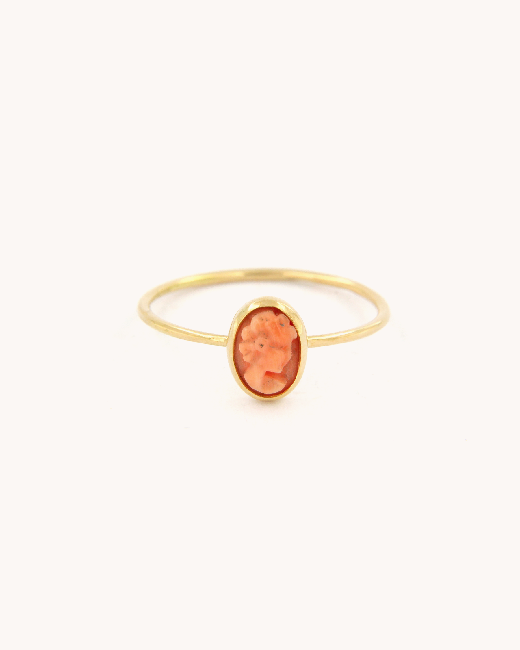 Coral Cameo Wire Ring 