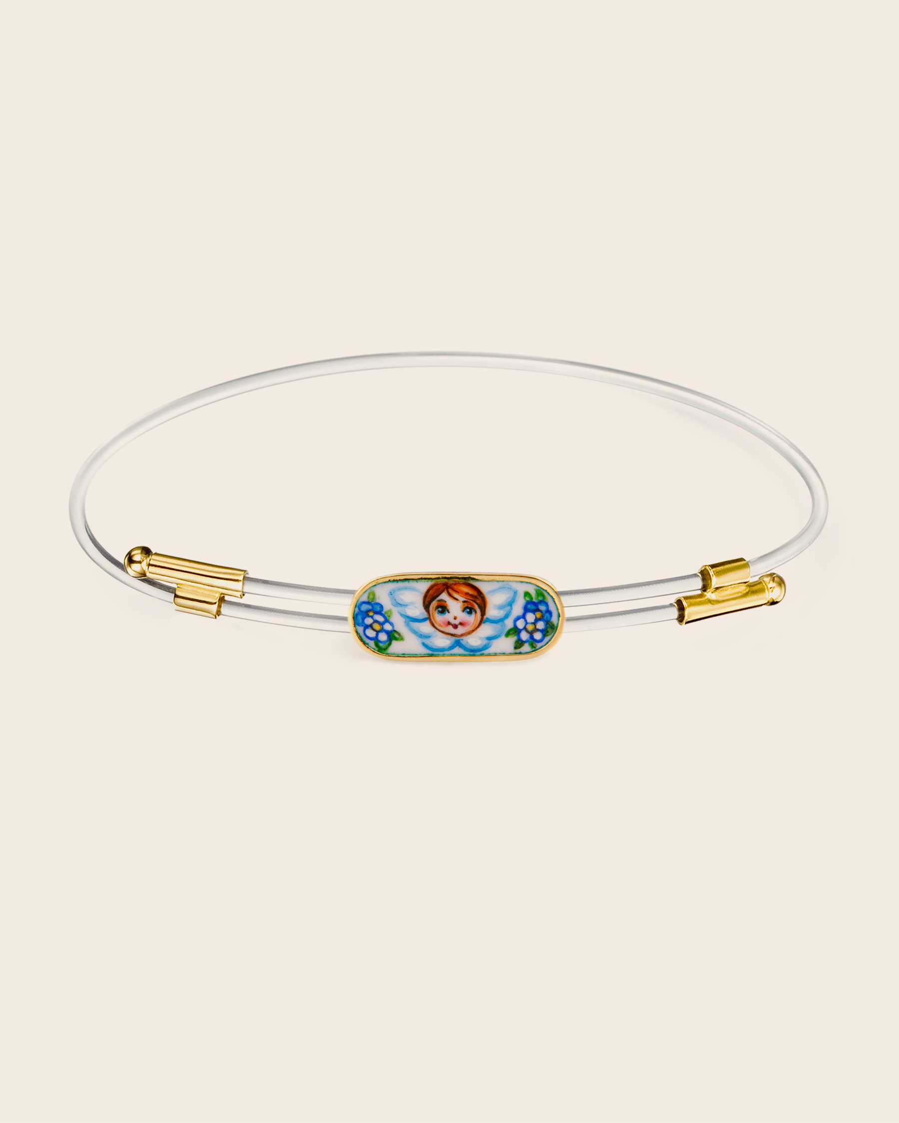 Bracciale Filo da Pesca con Angelo e non ti Scordar di Me