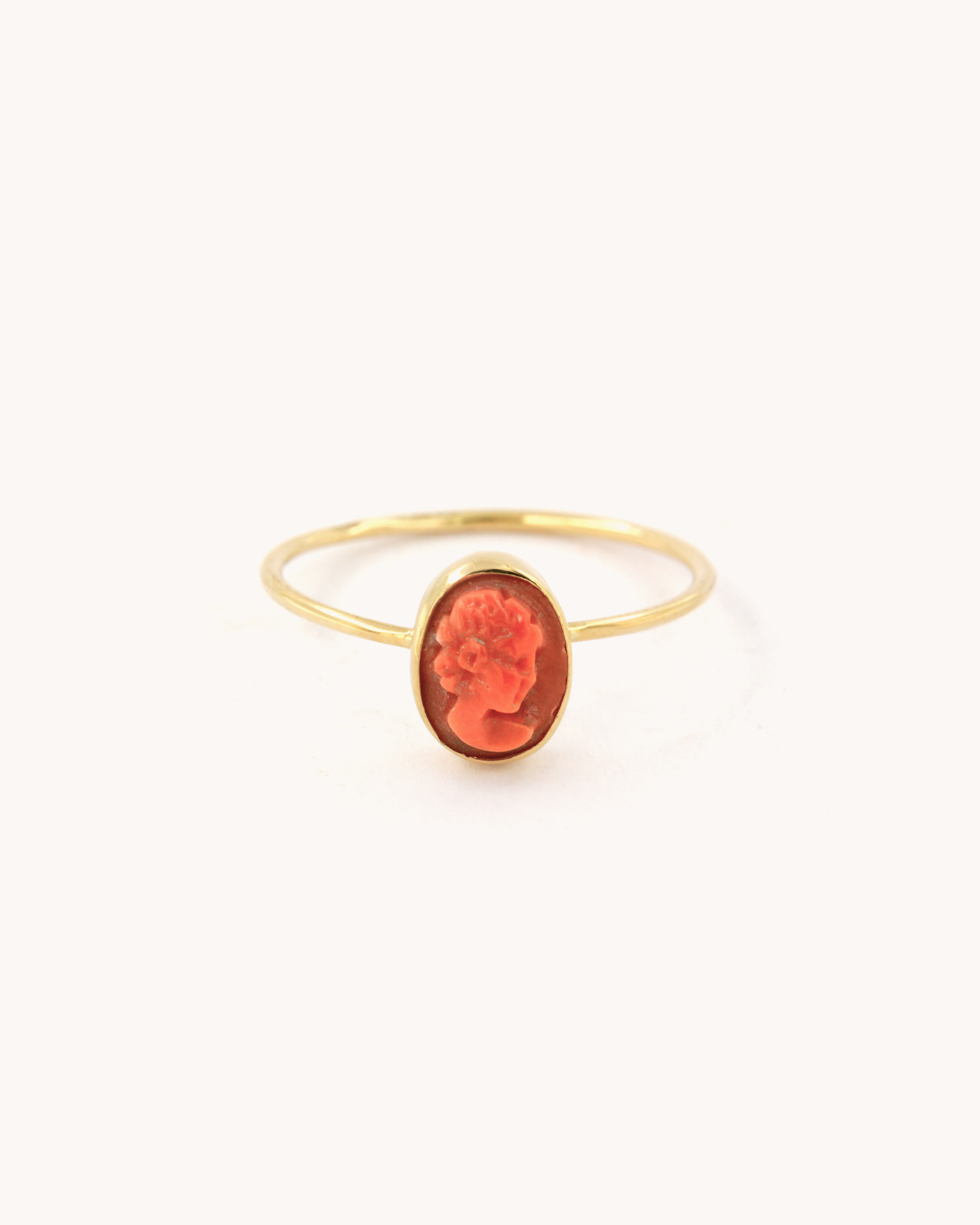 Coral Cameo Wire Ring 