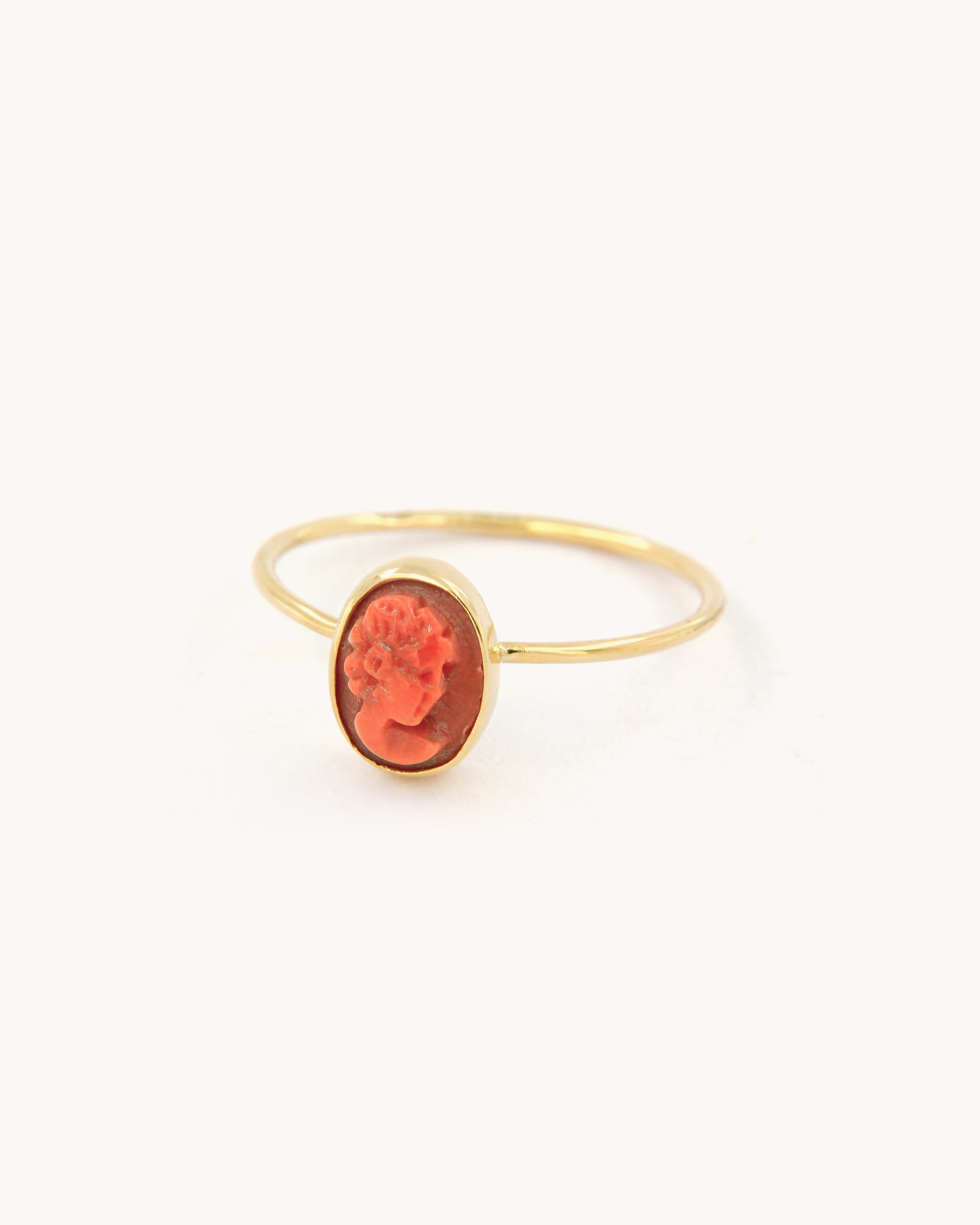 Coral Cameo Wire Ring 