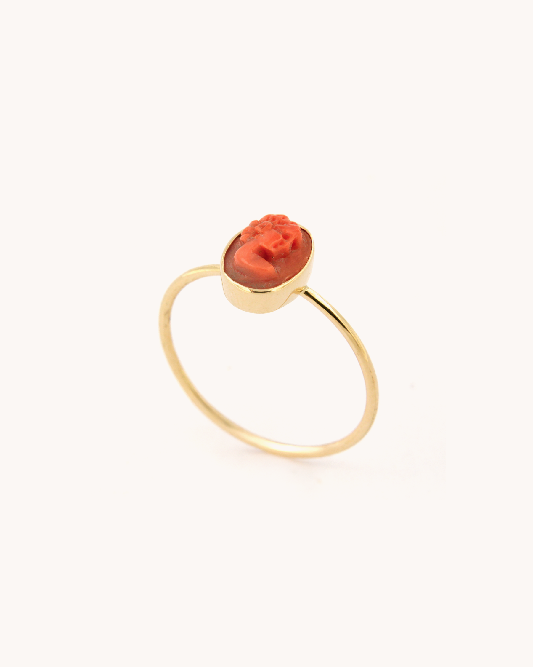 Coral Cameo Wire Ring 
