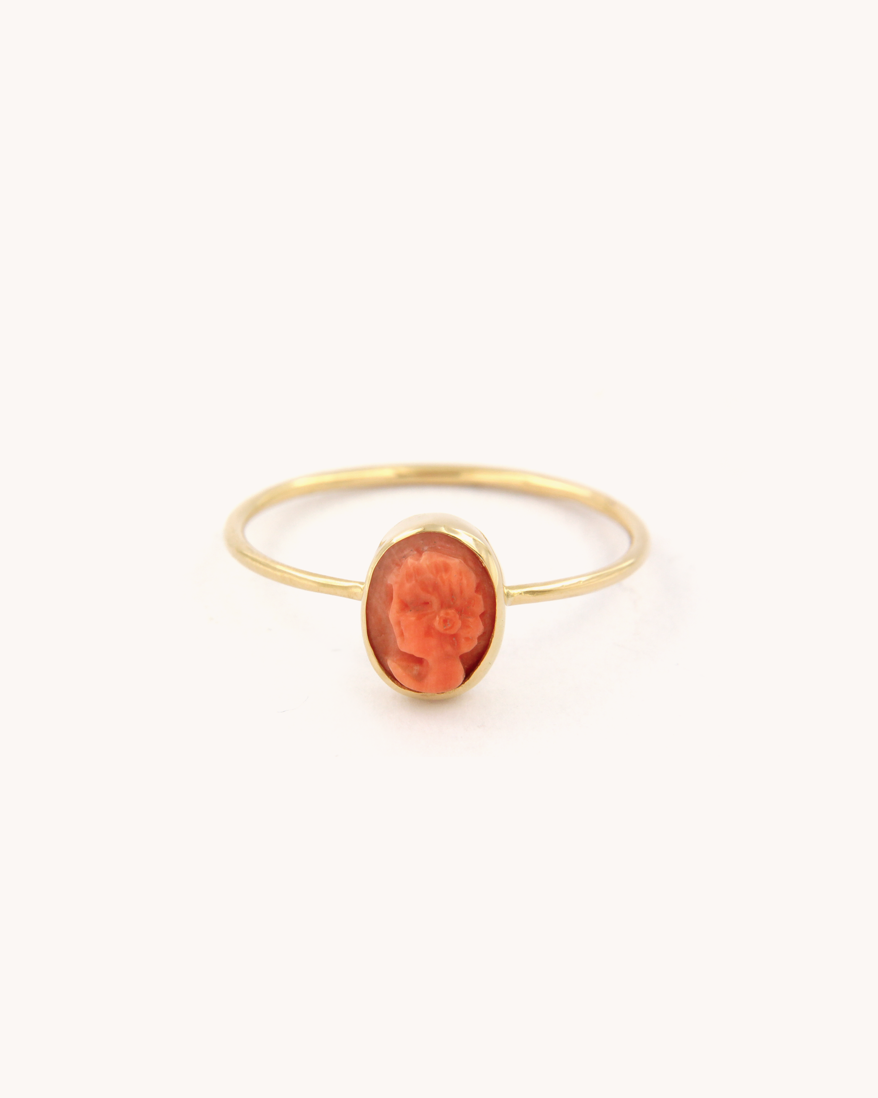 Coral Cameo Wire Ring 