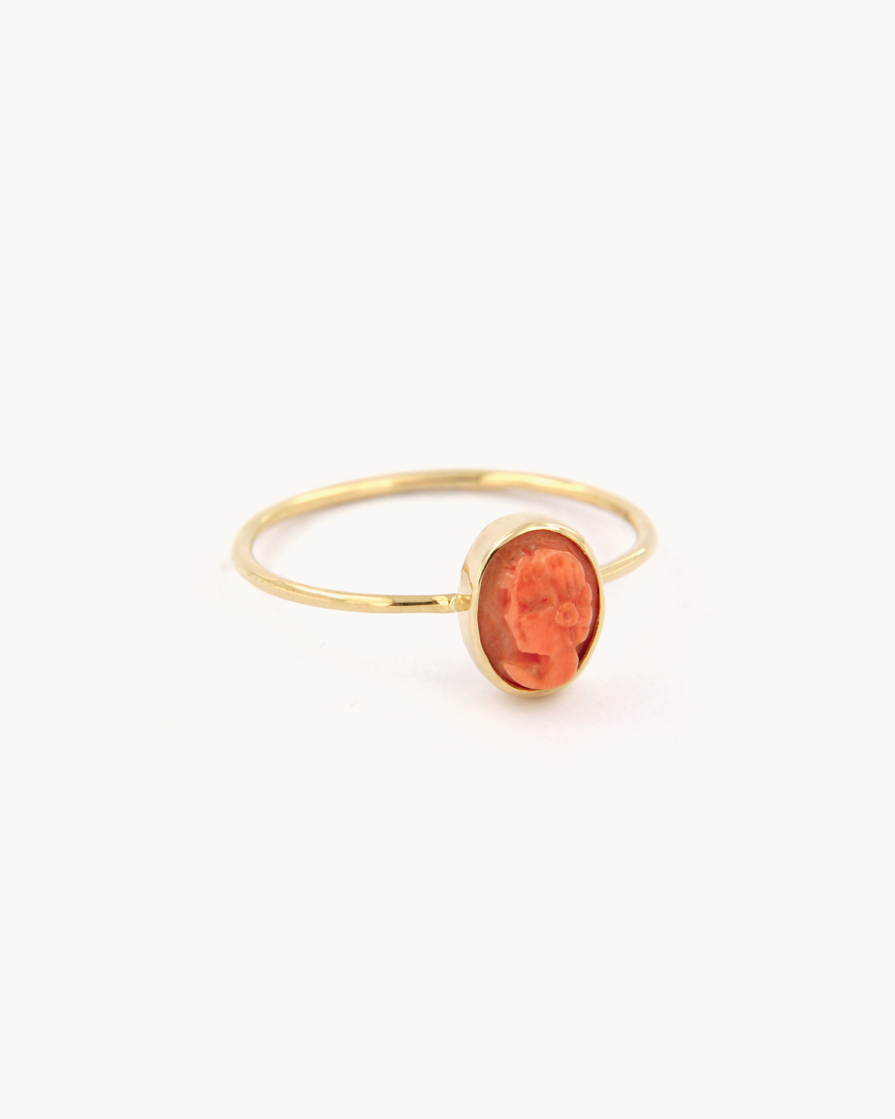 Coral Cameo Wire Ring 
