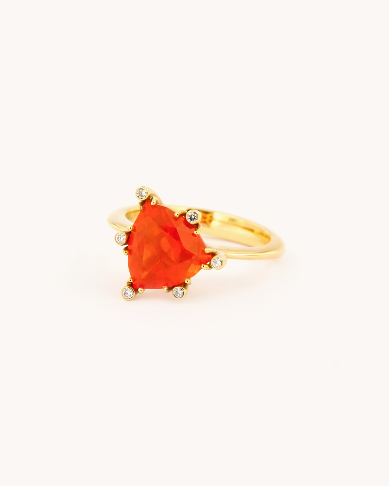 Fire Opal and Diamonds Ring