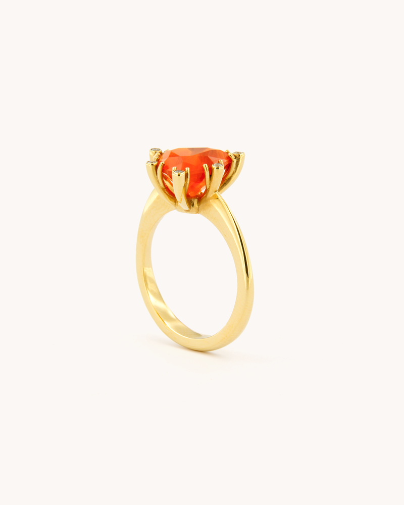 Fire Opal and Diamonds Ring