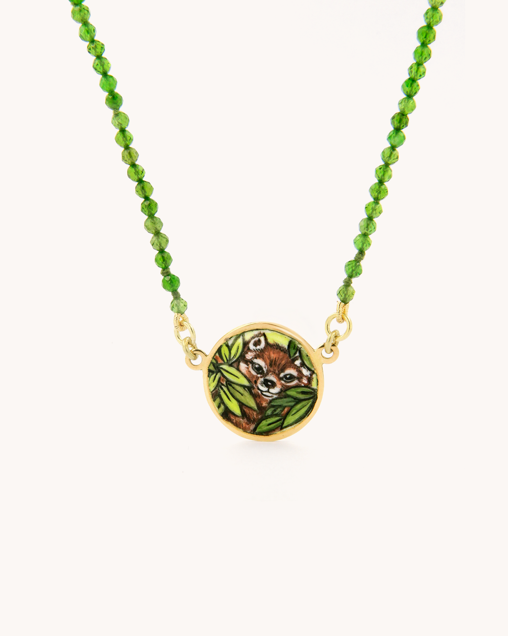 Collana Panda Rosso tra le Foglie