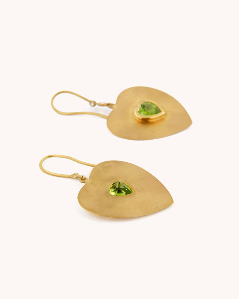 Peridot Heart Pendant Earrings