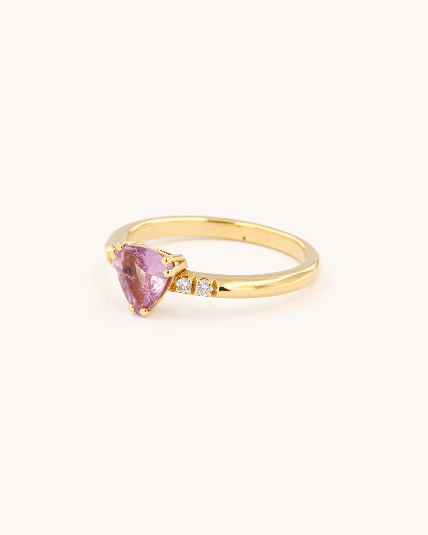 Trillion Pink Sapphire and Diamonds Ring