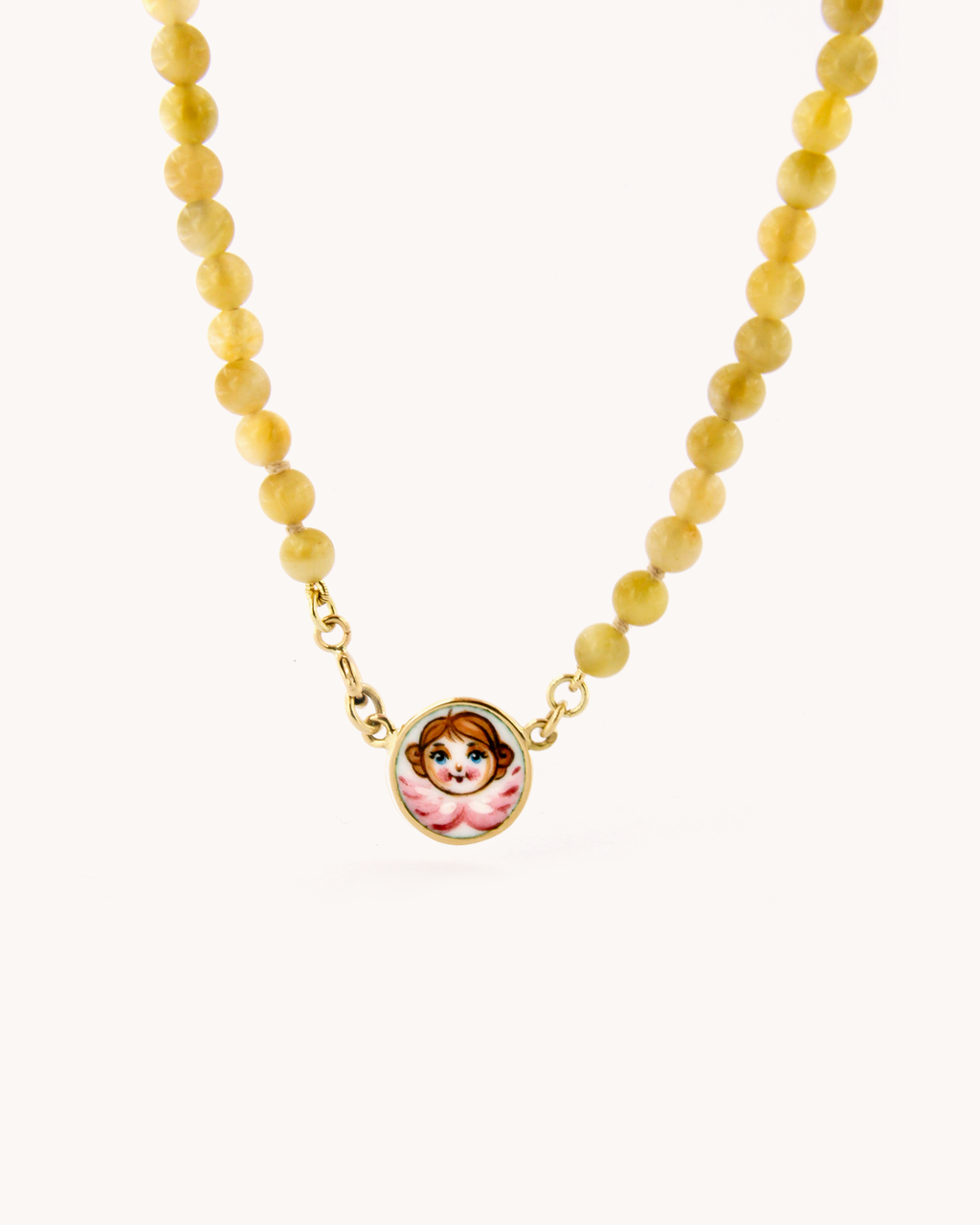 Pink Angel with Tiger Eye Necklace