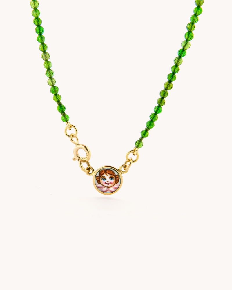 Pink Angel with Chrome Diopside Necklace