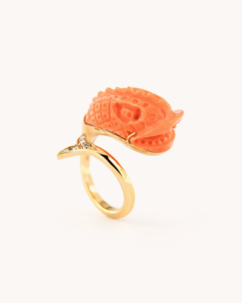 Coral Fish Diamond Ring