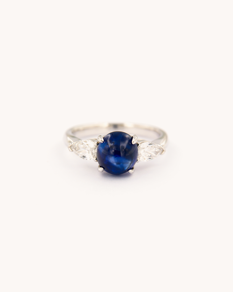 Sapphire & Teardrop Diamond Ring