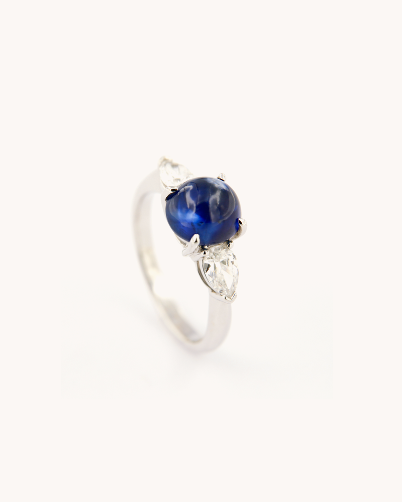 Sapphire & Teardrop Diamond Ring