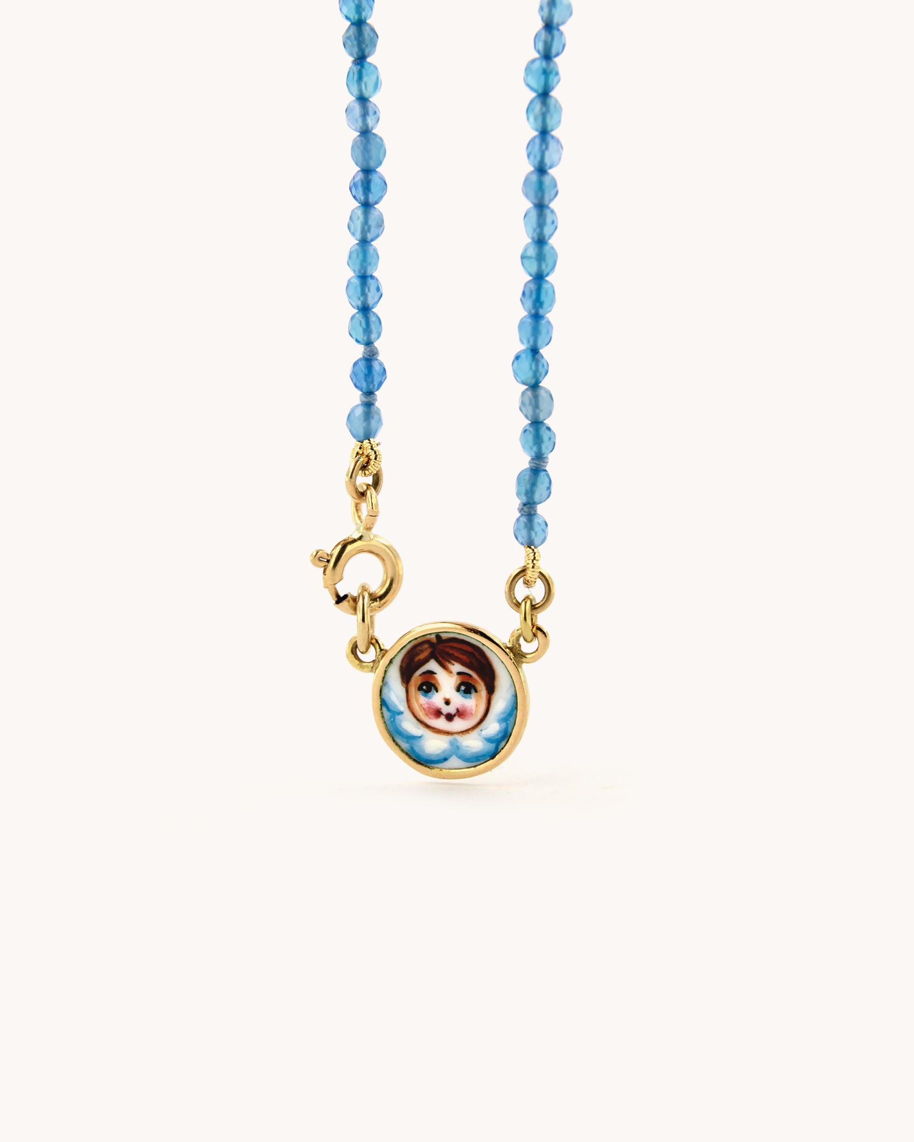 Collana con Angelo e Agata Blu