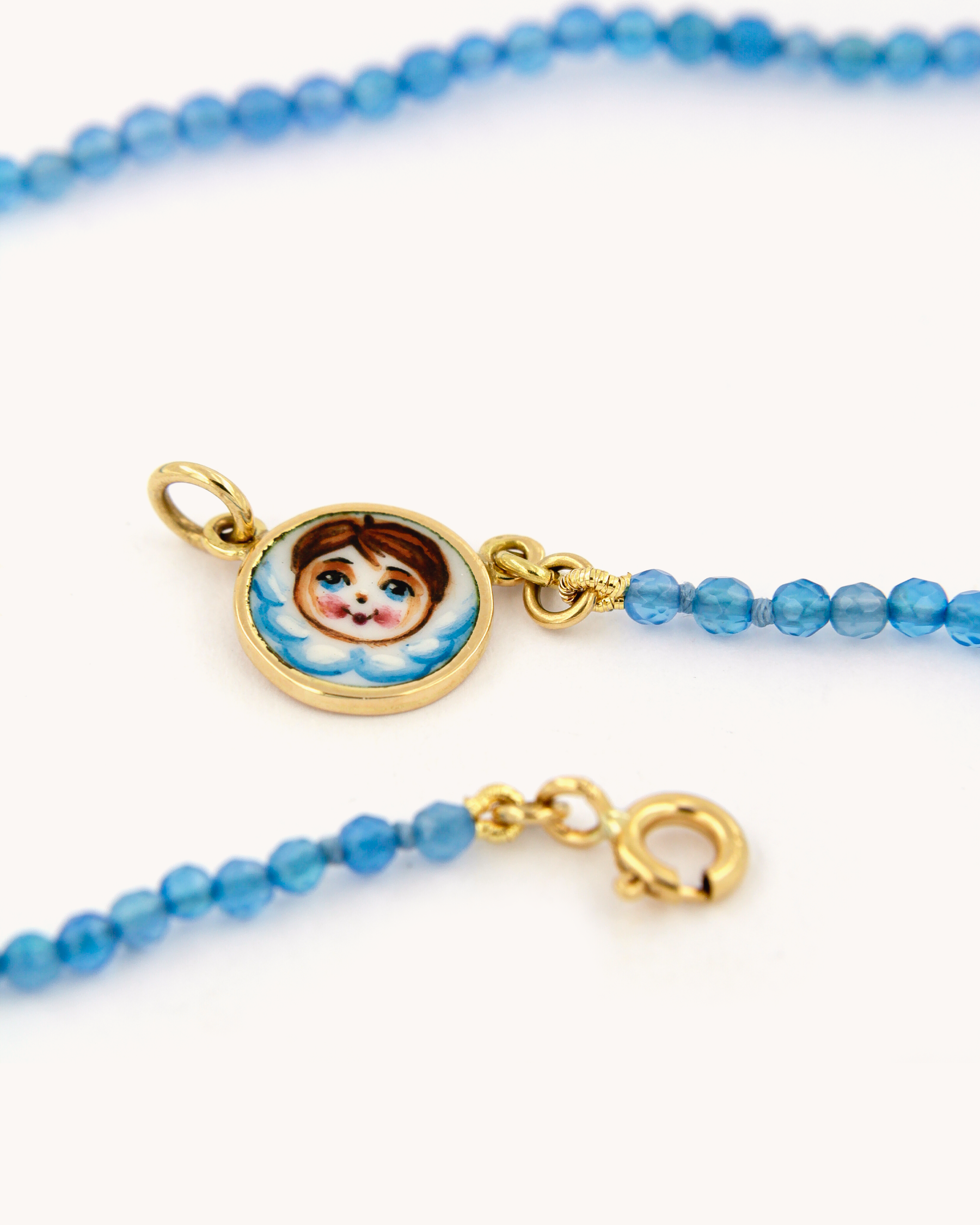 Collana con Angelo e Agata Blu