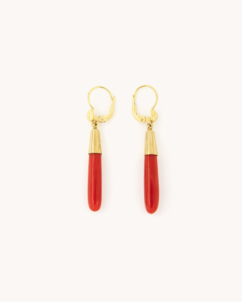 Red Coral Drop Earrings