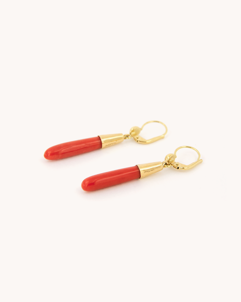 Red Coral Drop Earrings