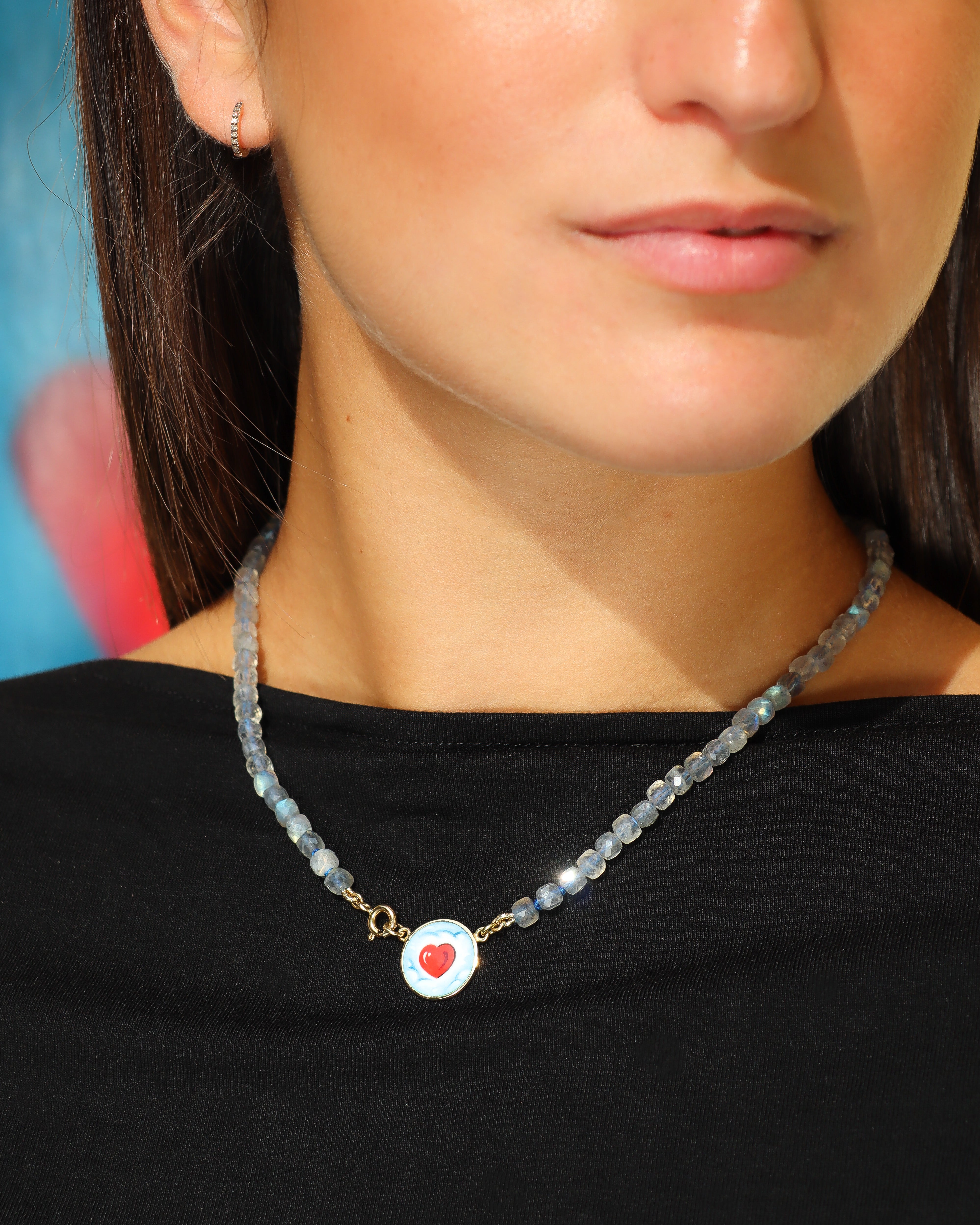 Collana Coloris Cuore nel Grigio Nebbia
