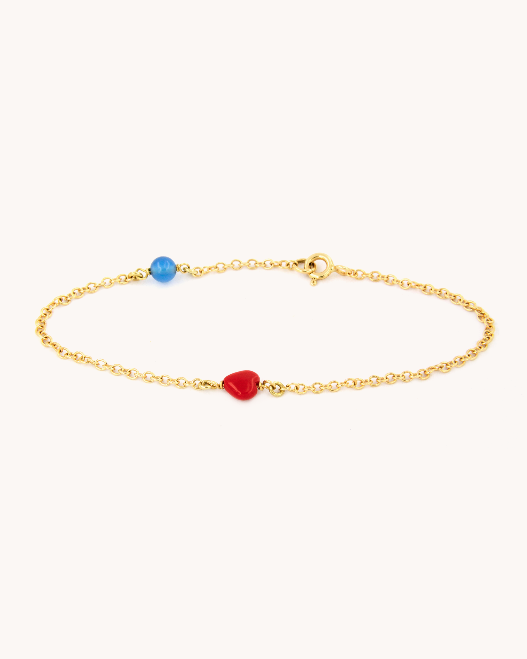 Heart and Blue Agate Bracelet