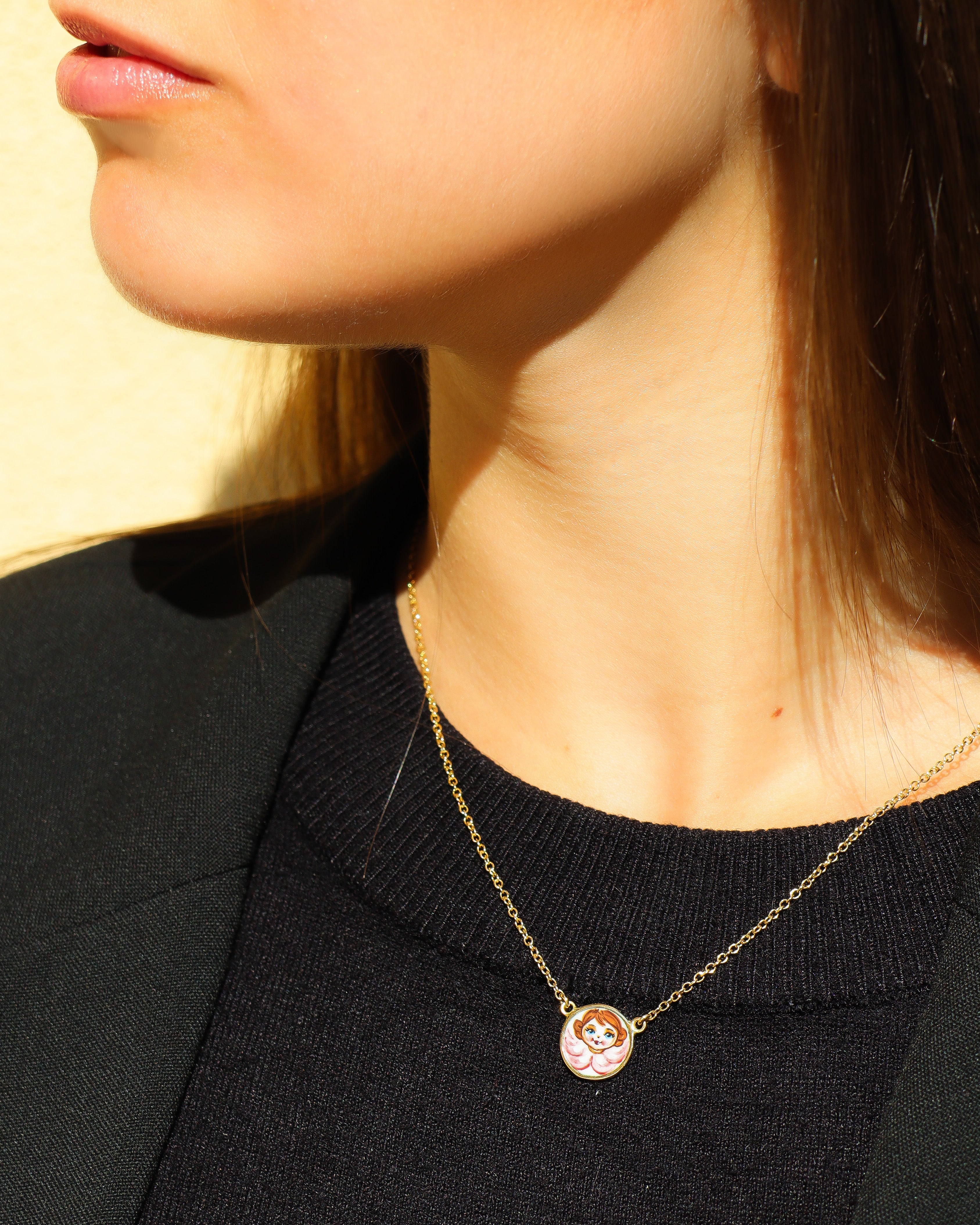 Collana con Angelo Rosa 12mm