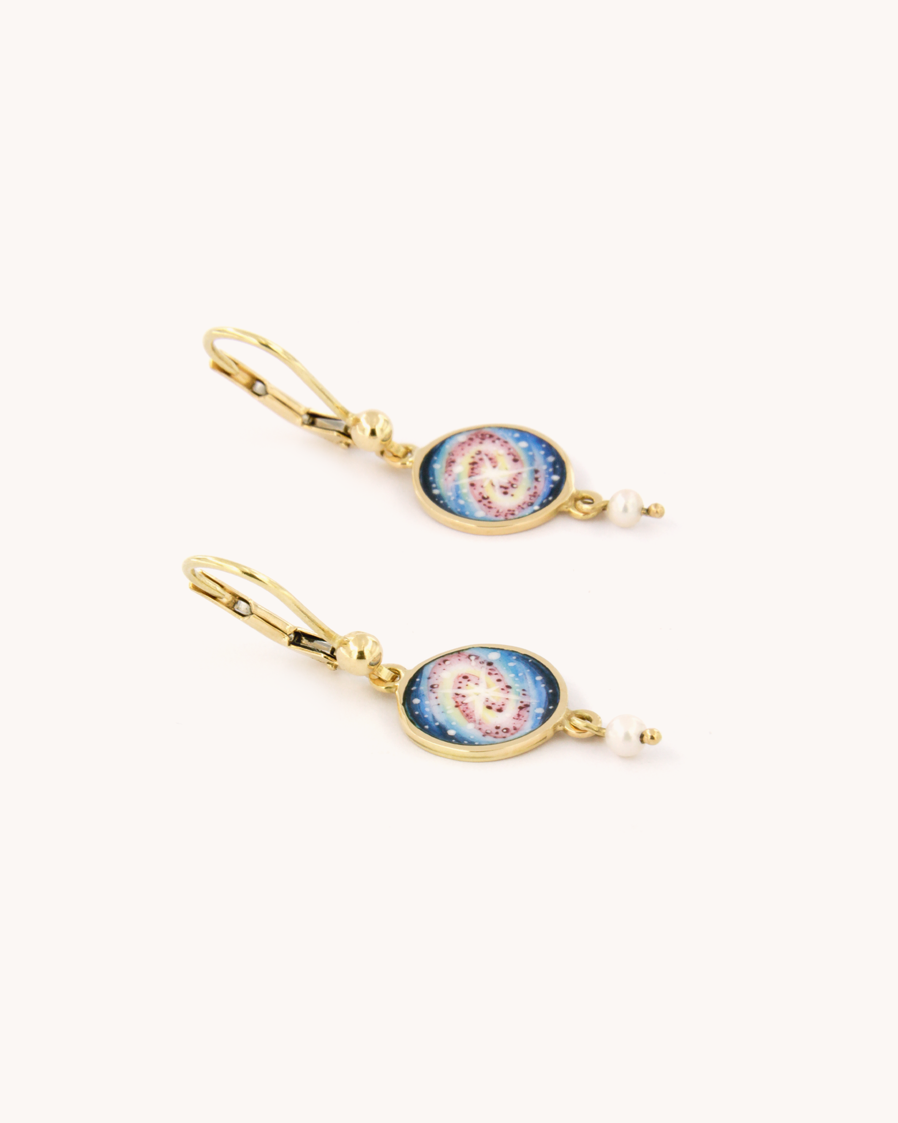Galaxy and Pearl Drop Earrings