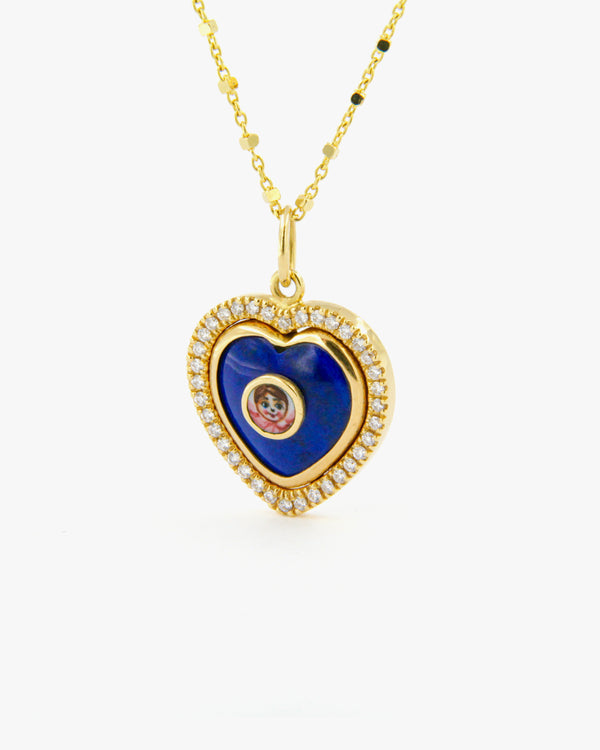 Lapis Lazuli and Diamonds Angel Pendant