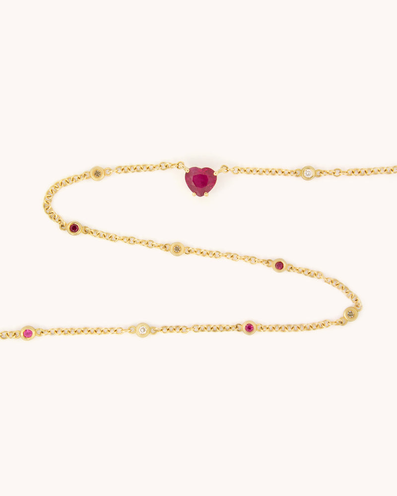 Heart of Ruby with Diamonds Necklace