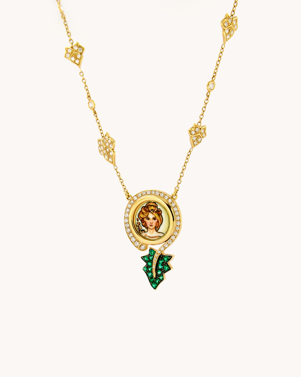 Collana Madre Natura con Diamanti e Smeraldi