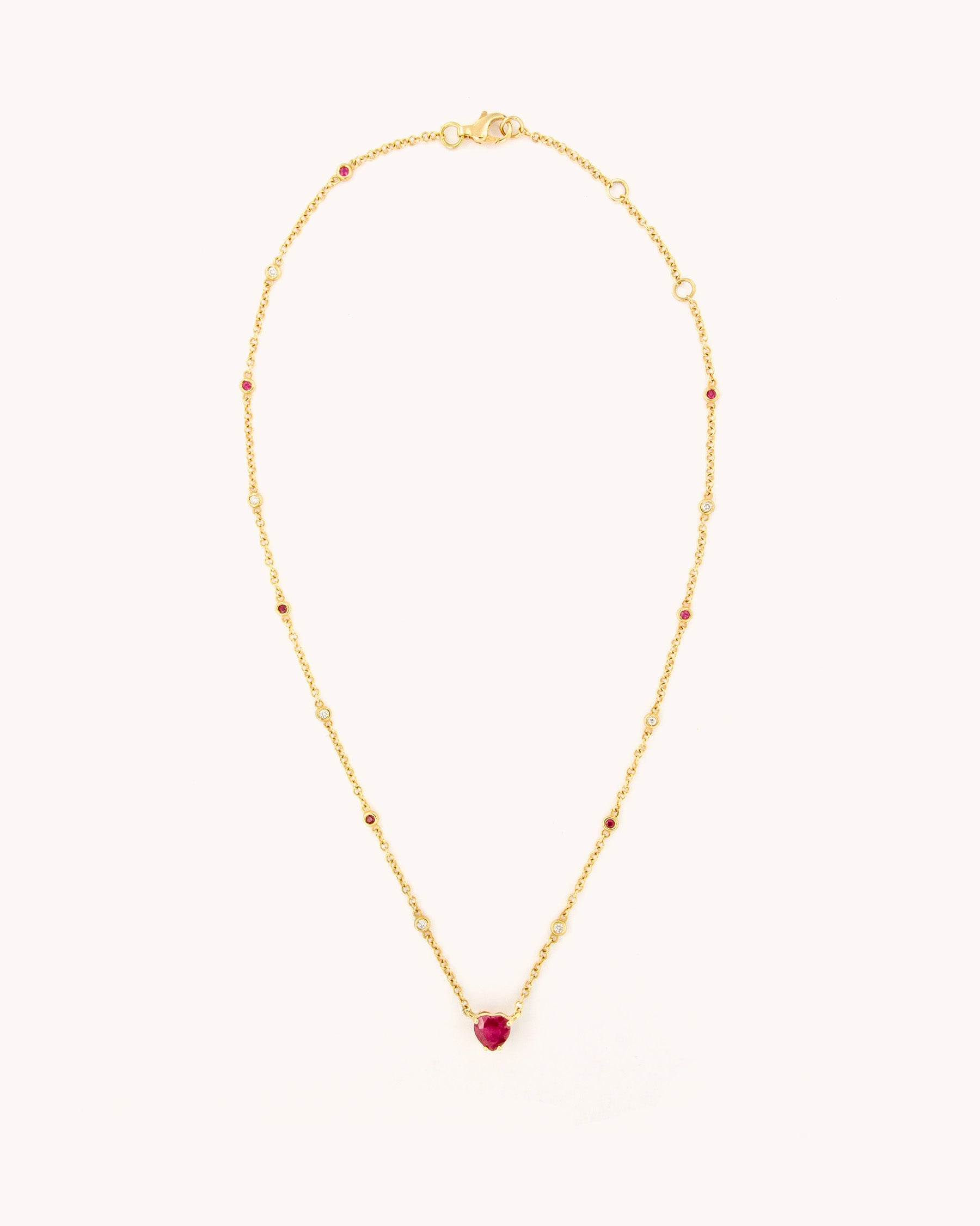 Collana Cuore di Rubino con Diamanti
