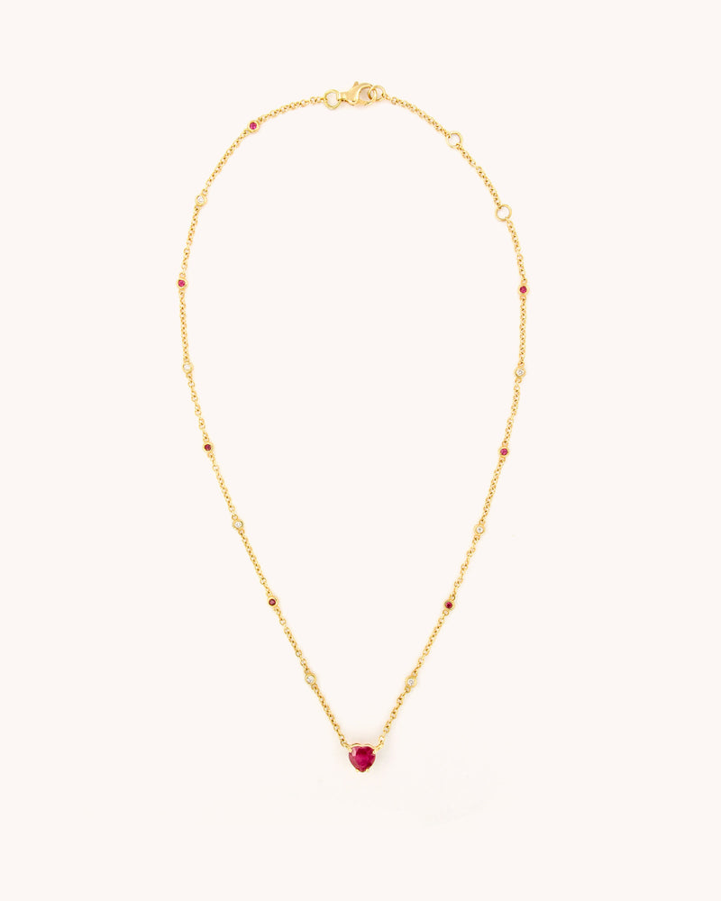 Heart of Ruby with Diamonds Necklace