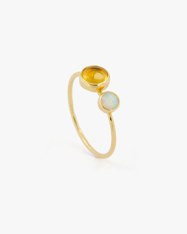 Citrine Quartz and Opal Ring