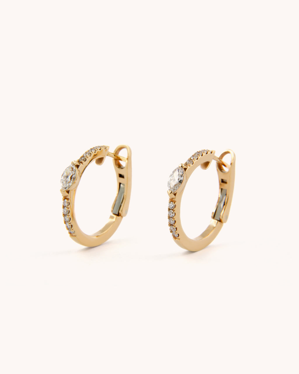 Marquise Diamond Studded Hoop Earrings