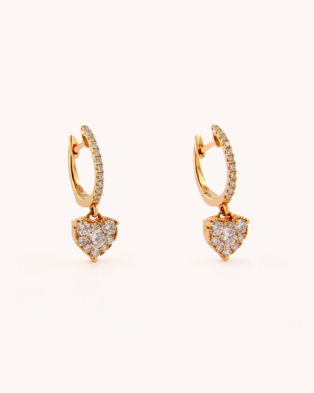 Diamond Heart Hoop Earrings