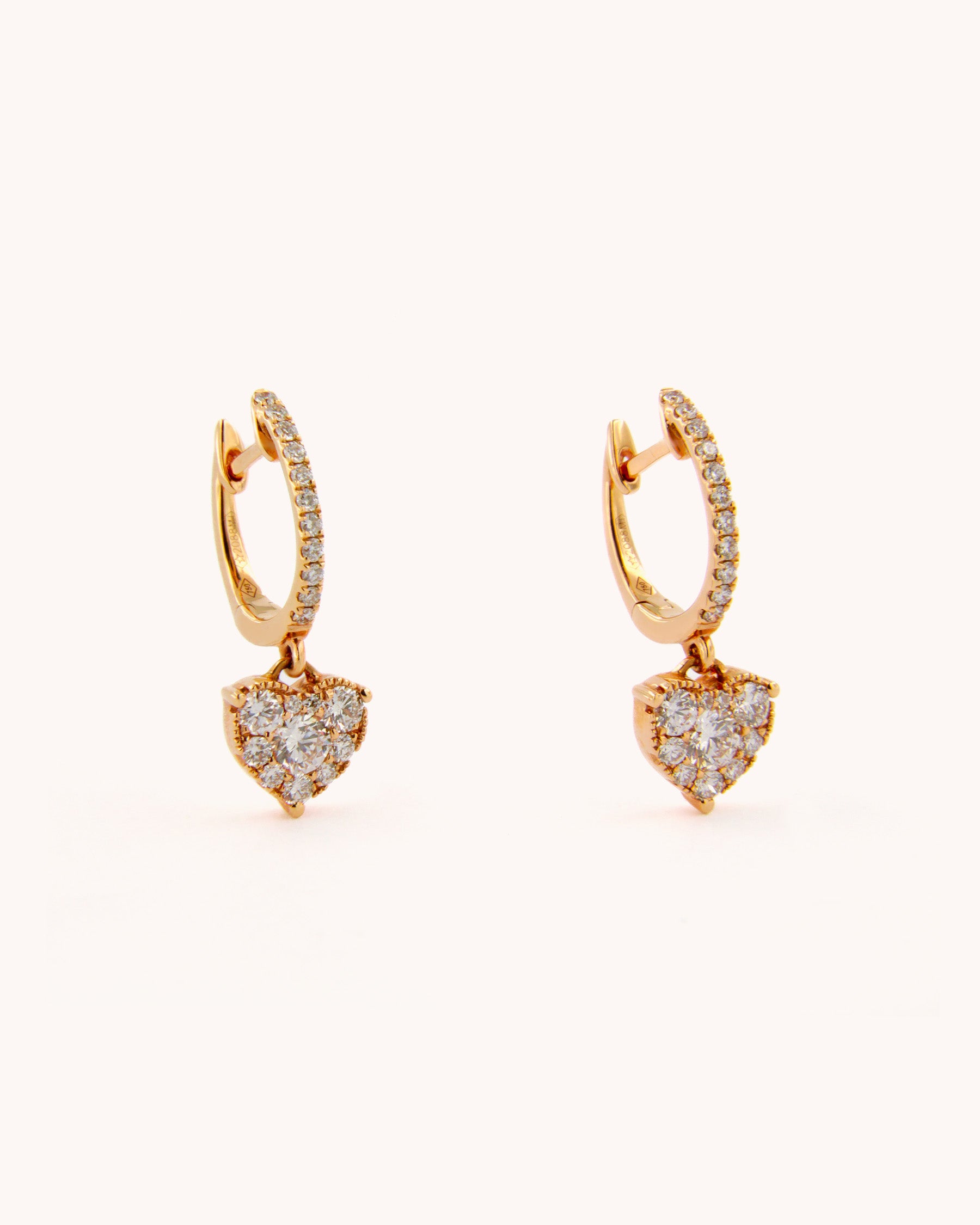 Diamond Heart Hoop Earrings