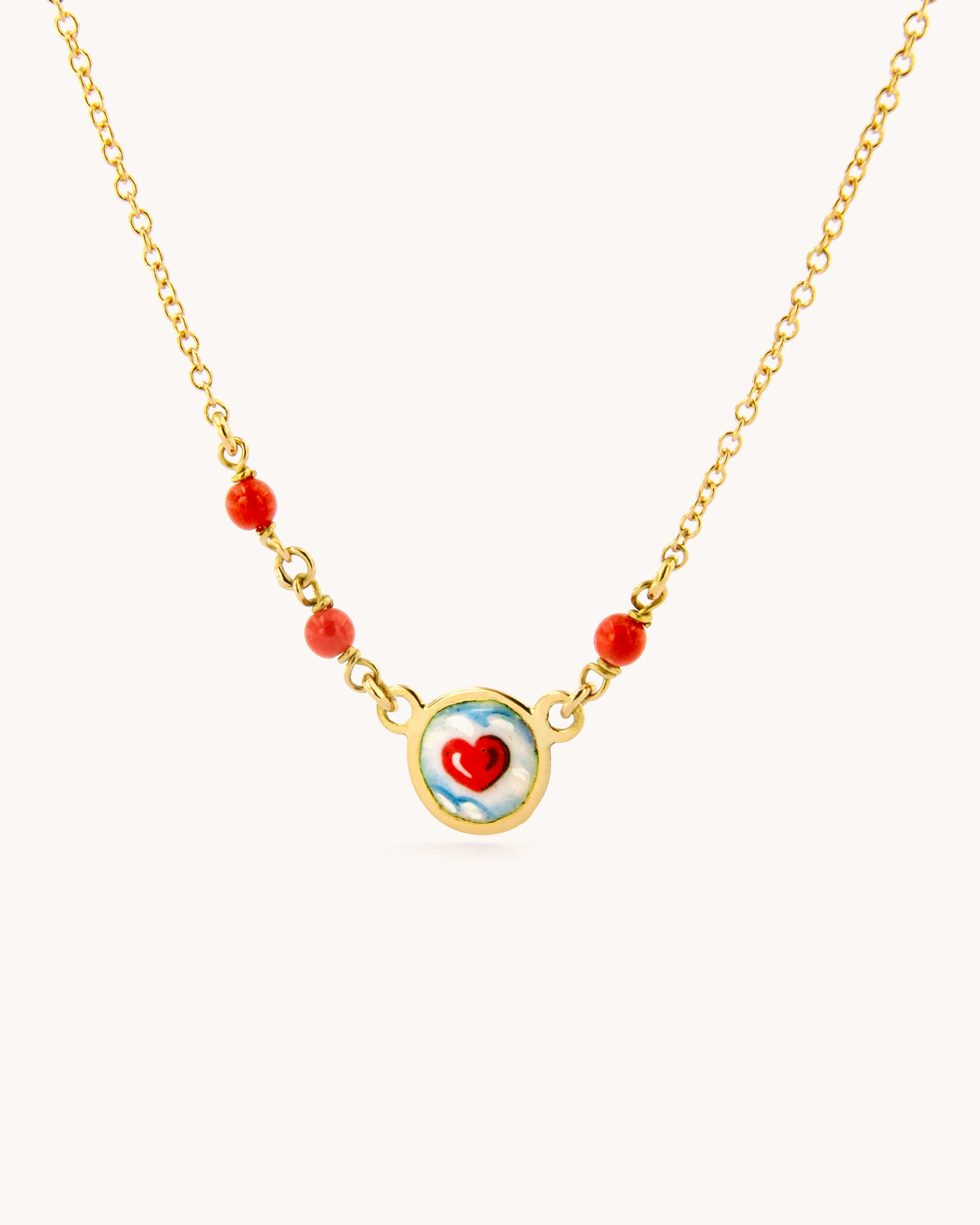 Collana Cuore con Corallo Rosso