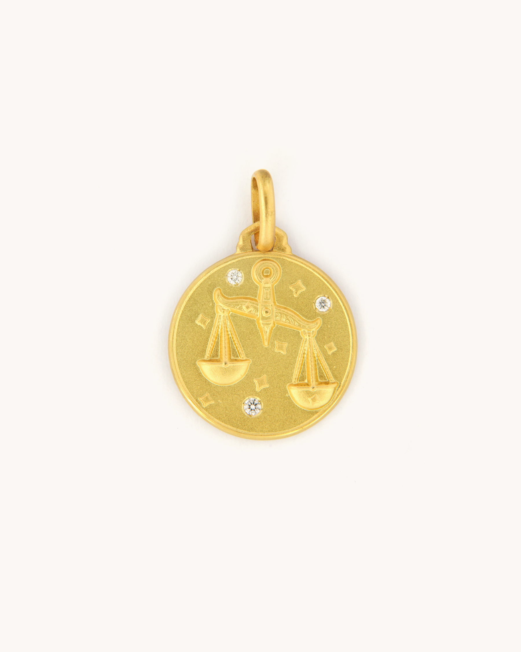 Libra Zodiac Small Pendant with Diamonds