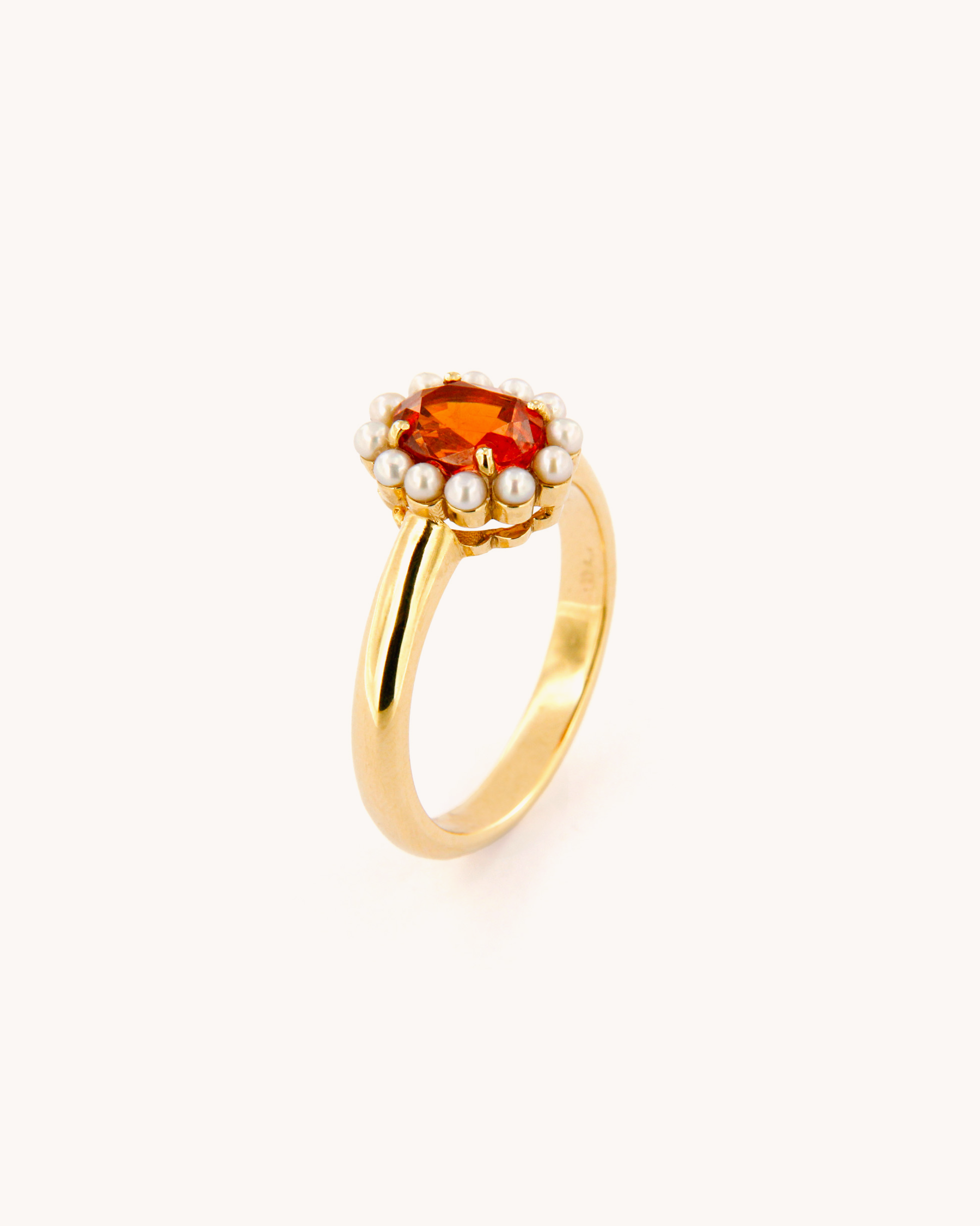 Anello Granato Mandarino con Perle