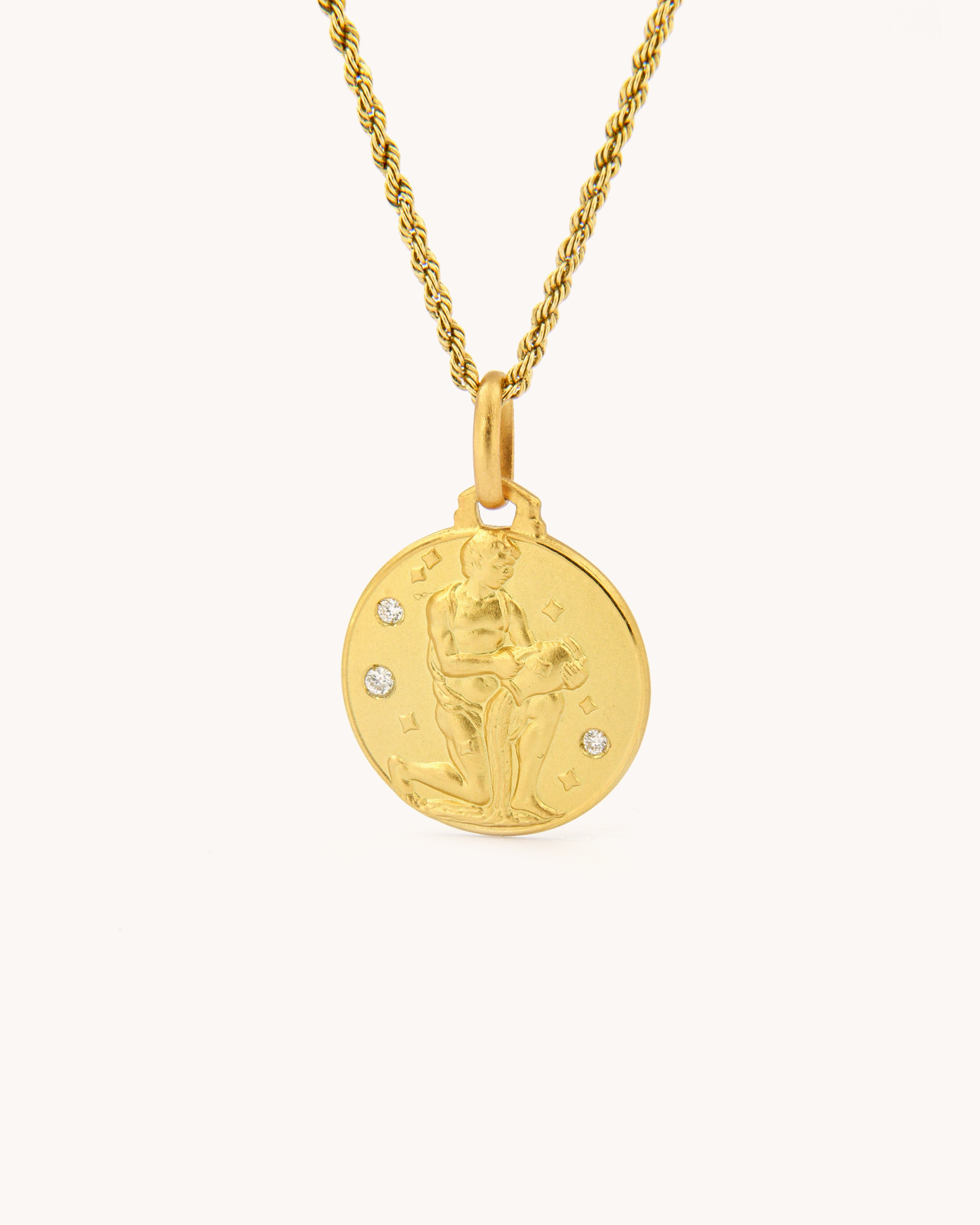 Ciondolo Zodiaco Acquario Piccolo con Diamanti