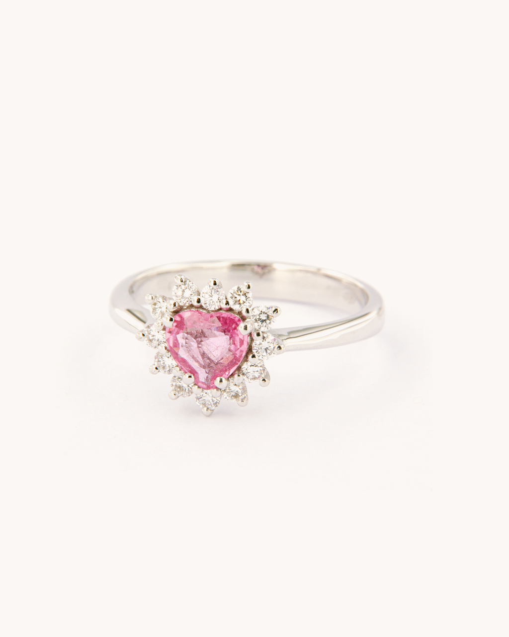 Pink Sapphire Heart and Diamonds Ring