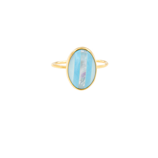 Mother Of Pearl And Turquoise Strand Ring