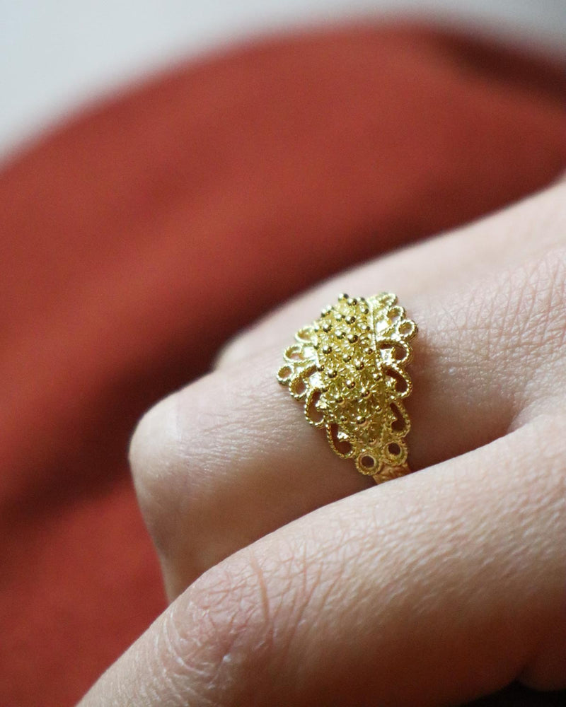 Sardinian Two Row Leaf Filigree Ring