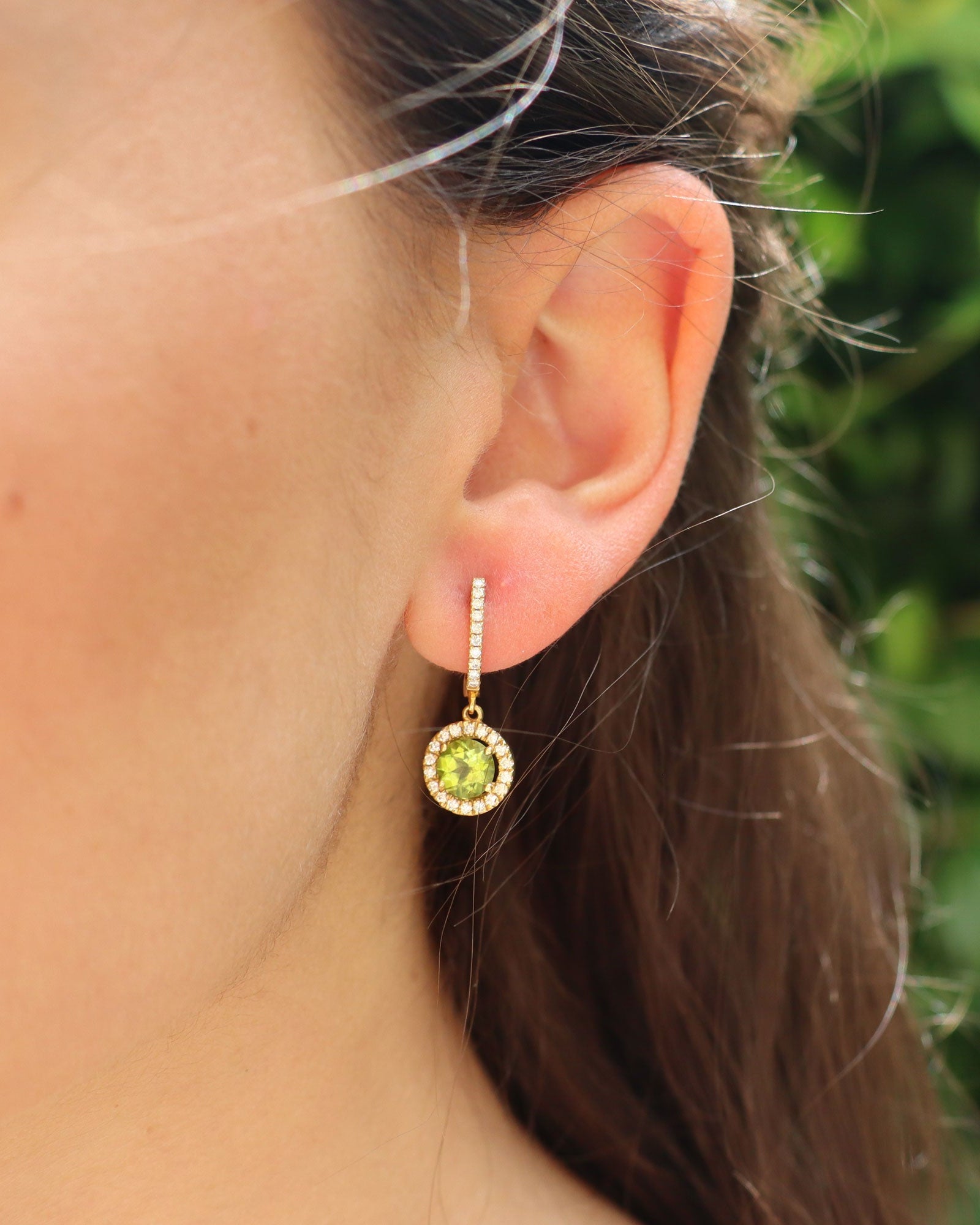 Orecchini Pendenti Peridoti e Diamanti