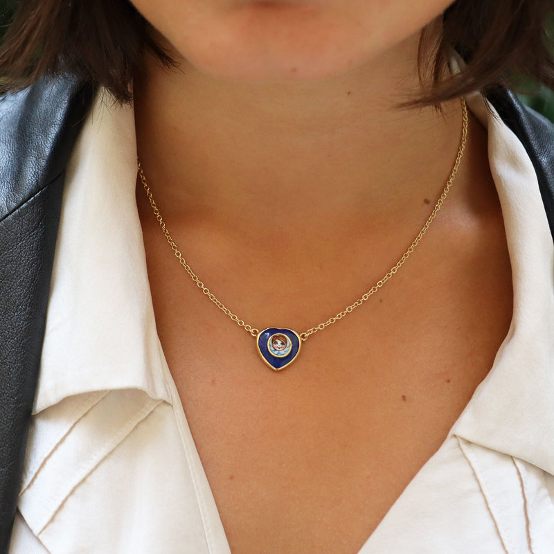 Lapis Lazuli Heart and Blue Angel Necklace