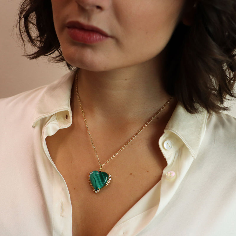 Buy Gold Malachite Green Square Charm Pendant Necklace For Women -  Brantashop