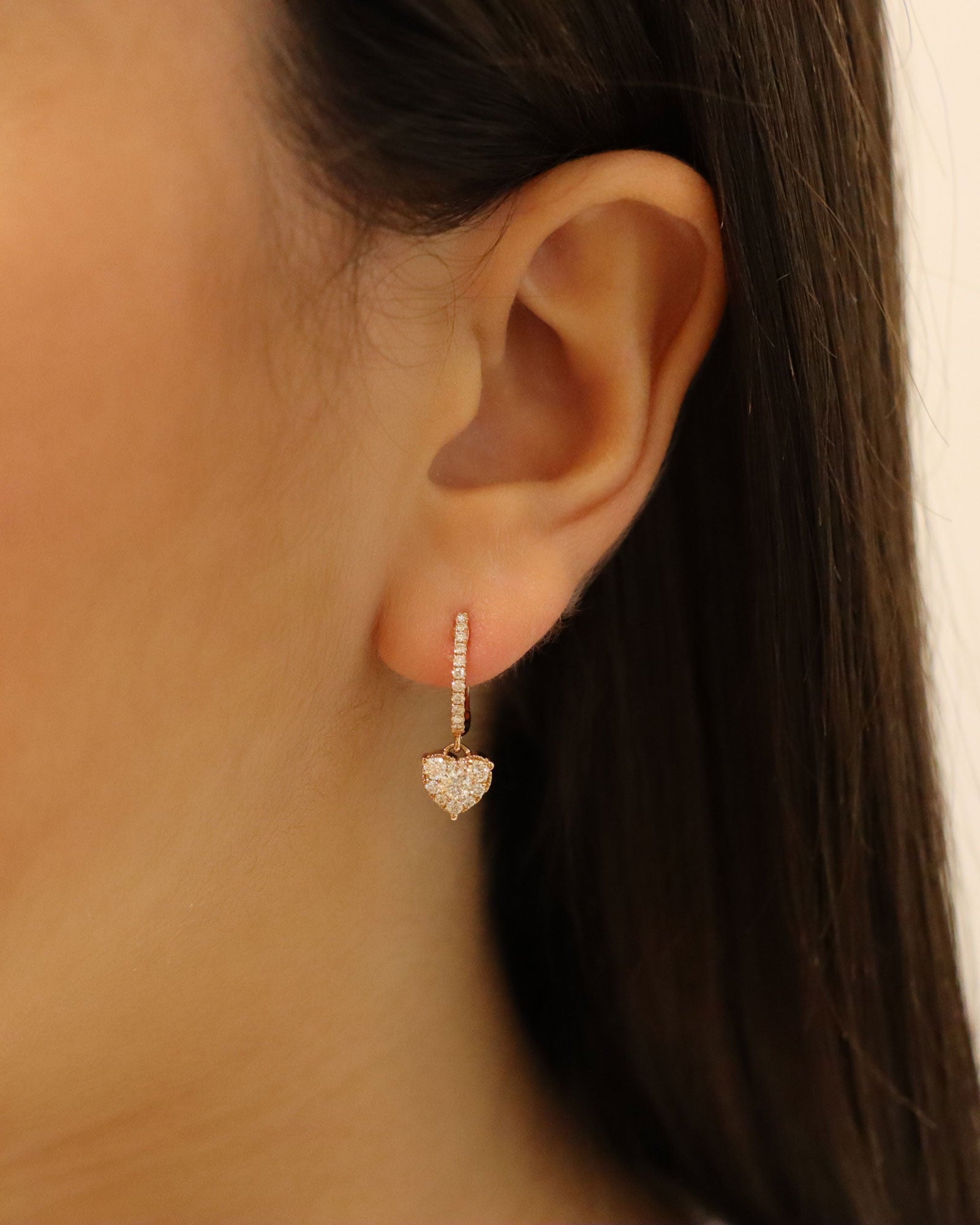 Diamond Heart Hoop Earrings