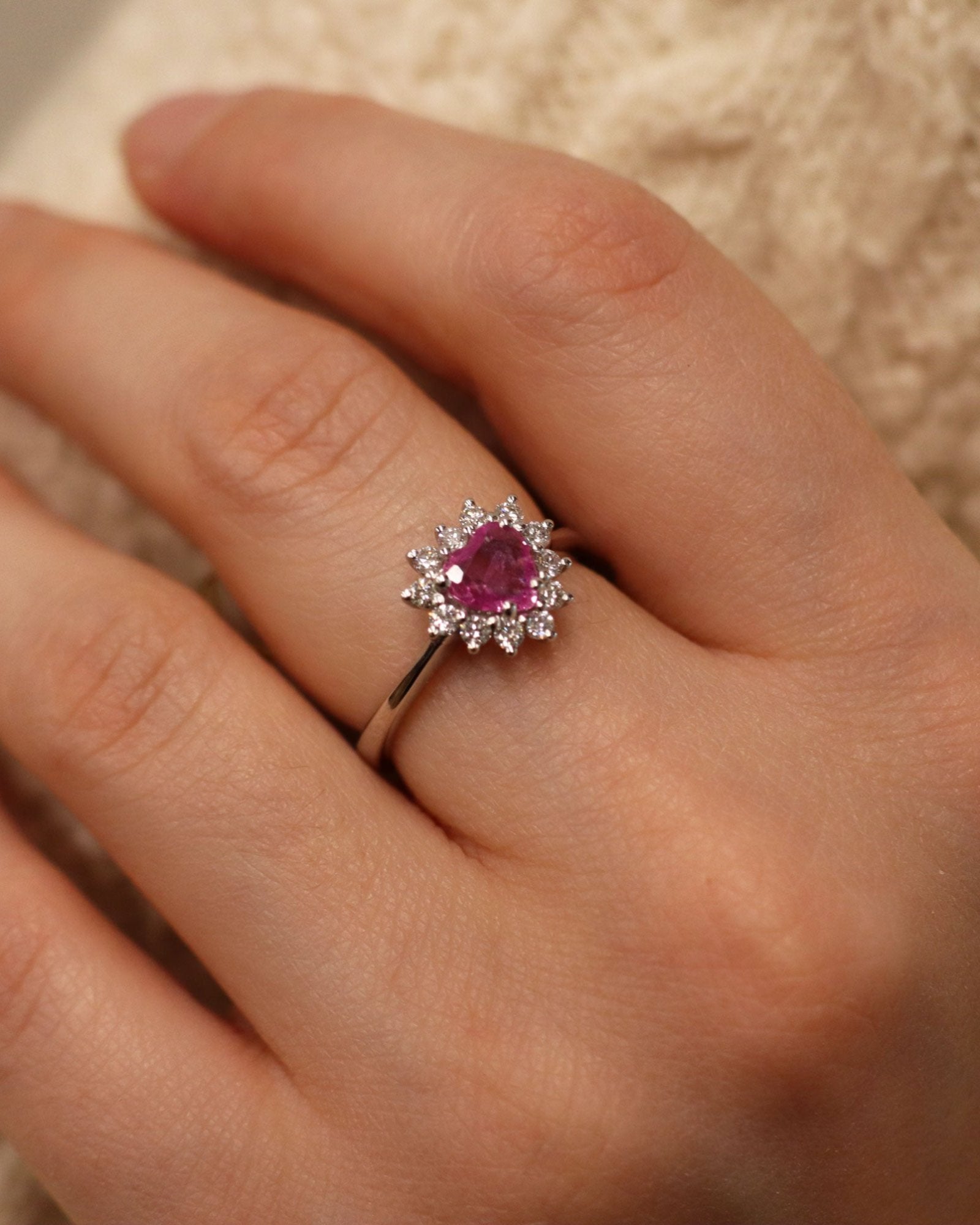Pink Sapphire Heart and Diamonds Ring